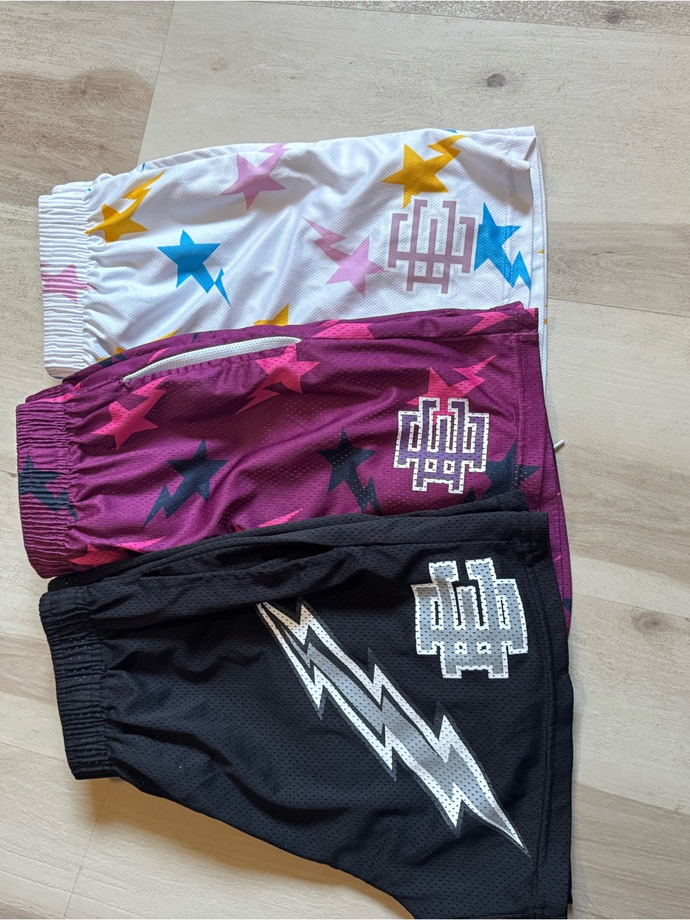 Men’s Athletic Shorts - Black, Plum & White